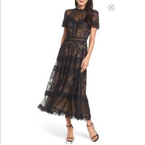 Tadashi Shoji Black Lace Midi Dress Size 16